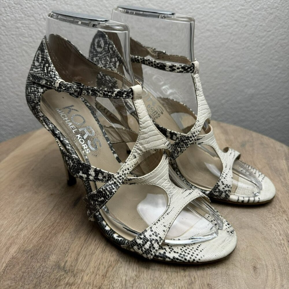 Michael Kors Snakeskin Stiletto Heels Size 6.5‎ Women Black White